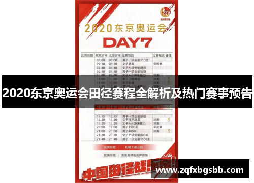 2020东京奥运会田径赛程全解析及热门赛事预告